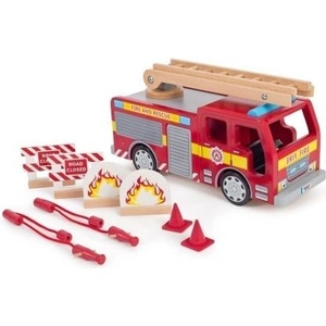 Bigjigs Toys - Дървен пожарникарски камион (T0410)