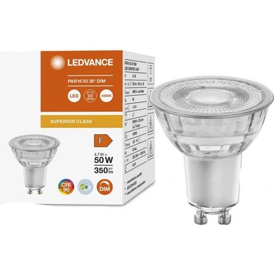 Ledvance LED GU10 4,7W = 50W 350 lm 4000 lm Neutrálne 36° CRI90 Stmievateľné sklo Superior