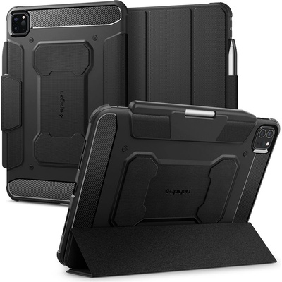 Spigen Rugged Armor Pro Case - хибриден удароустойчив кейс с поставка за iPad Pro 11 (2024) (черен)