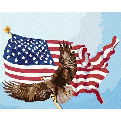 zuty Malování Podle Čísel Orel Na Stožáru Vlajky Usa D. Rusty Rust 40 x 50 Cm Plátno Rám
