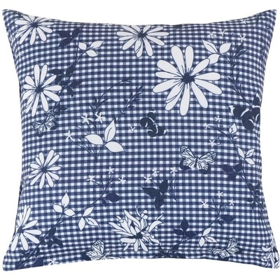 Bellatex vankúš Dita modrá kocka s kvetom 45x45