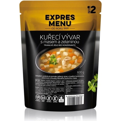 EXPRES MENU Kurací vývar s mäsom a zeleninou 2 porcie 600 g