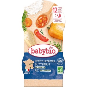 Babybio Био меню Babybio Лека нощ - Зеленчуци с ориз, 12 м+, 2 х 200 g (3288131520919) - ozone
