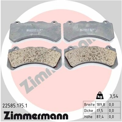 Sada brzdových destiček, vždy 4 kusy v sadě ZIMMERMANN 22585.175.1 (225851751)