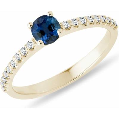 Klenota Zlatý prsteň s diamantmi a zafírom k0285033