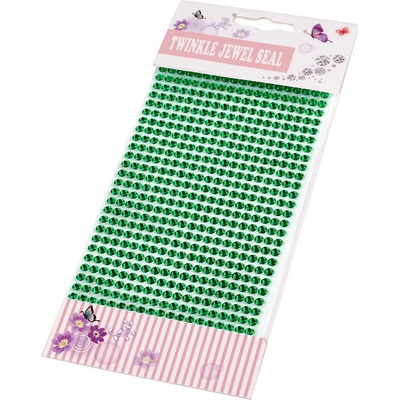 Samolepící kamínky na proužku 4 mm, zelená tm.