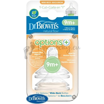 Dr.Browns náhradné silikon cumlíky pre dojčenské fľašky options+ Wide Neck Y Cut BPA Free 2 ks WNY201