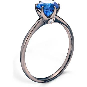 Image 1 of SAVICKI Годежен пръстен The Journey: черно злато, син сапфир