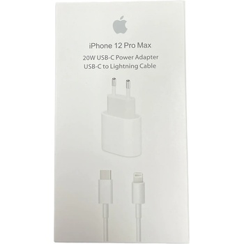 Зарядно Apple за iPhone, iPad, 20W, USB-C, Бял с кабел