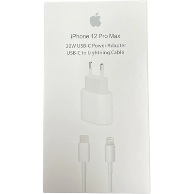 Зарядно Apple за iPhone, iPad, 20W, USB-C, Бял с кабел