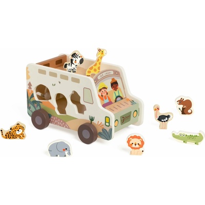 Teddies Auto safari vkládačka 9ks v krabici 28x16x16cm