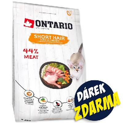 Krmivo Ontario Cat Shorthair 2kg + 4ks kapsička 80g