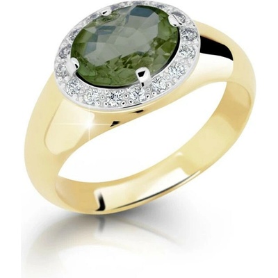 Cutie Jewellery Zlatý prsten s vltavínem a zirkony Z9003 1892 VL X 1