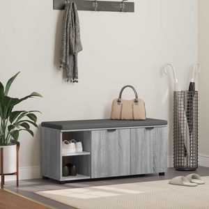 vidaXL Пейка за коридор с възглавница Сиво Сонома 100 x 38 x 46 см (891517)