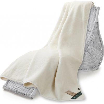 Wooline Obojstranná Merino prikrývka snehovo biela Novozélandské Merino 200x220