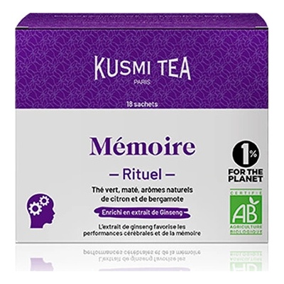 Kusmi Tea zelený čaj so ženšenom pre lepšiu pamäť Memory Ritual Bio 18 sáčkov