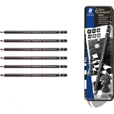 Staedtler Mars 100B Lumograph black ceruzky 6 ks v kovovom puzdre