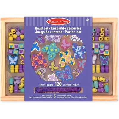 Melissa & Doug - Комплект за нанизване с дървени мъниста - Пеперудки