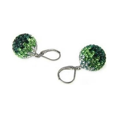 Prosperk náušnice ocelové kuličky s krystalky Swarovski zelené S3679