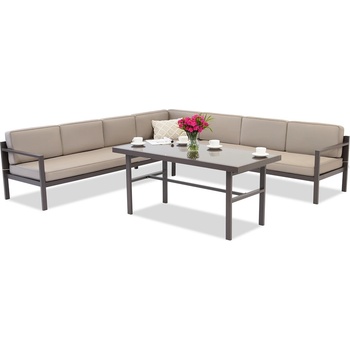 Garden Point Голям ъглов диван за 6 души с маса Porto Comida 6 кафяв Garden Point (GAP307N6-COM)