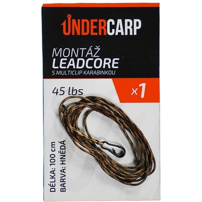 UnderCarp Hotový Náväzec Montáž leadcore s multiclip karabinkou 45 lbs / 100 cm hnedá
