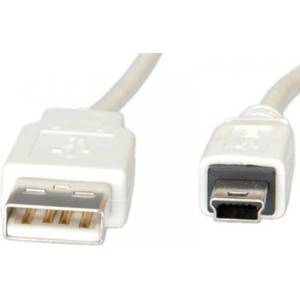 Roline Кабел Roline S3142-250, USB A(м) към USB Mini B(м), 1.8m, бял (S3142-250)
