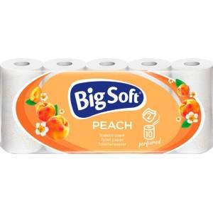 Big Soft Тоалетна хартия Big Soft peach, двуслойна, 10 ролки, ролка 19, 3 м