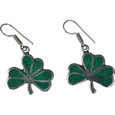 Sanu Babu Nepálské visací naušnice vykládané syntetickým malachitem, délka 37mm, kov