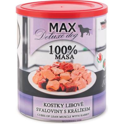 Max Deluxe Dog Kostky libové svaloviny s králíkem konzerva 800 g