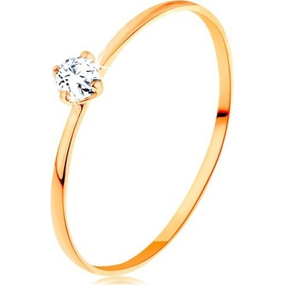 Šperky Eshop Prsten ze žlutého zlata tenká ramena kulatý diamant čiré S3BT500.59