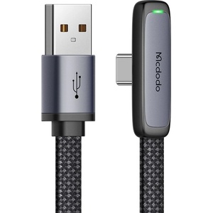 Mcdodo Кабел за данни - Mcdodo (CA-3340) - USB-C → USB-A, 90° дизайн, 100W, LED индикатор, 1.2m - Черен