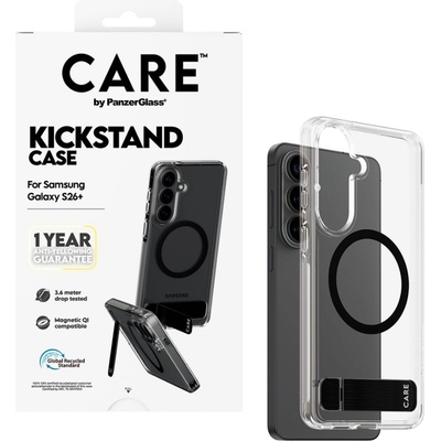 Panzer Гръб CARE by PanzerGlass за Samsung Galaxy S26 Plus, Urban Explorer Case w. Black Kickstand and Qi - Прозрачен