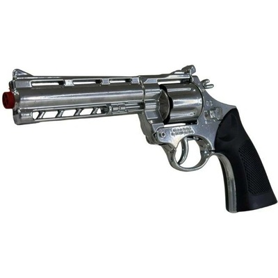 HafoToys Kovový revolver na kapslíkové kotoučky chromový s pouzdrem
