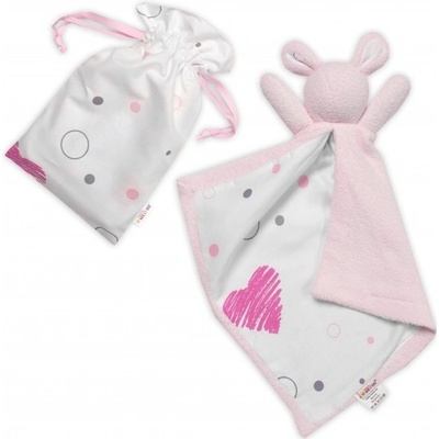 Baby Nellys mazlík prítulníček Zajačik froté + bavlna I love Girl ružová