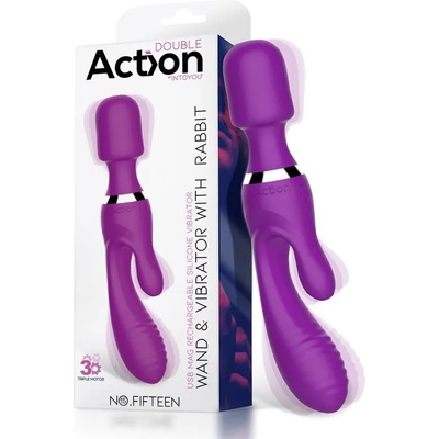 Action No. Fifteen Wand & Rabbit Vibrator 3 Individual Motors Purple