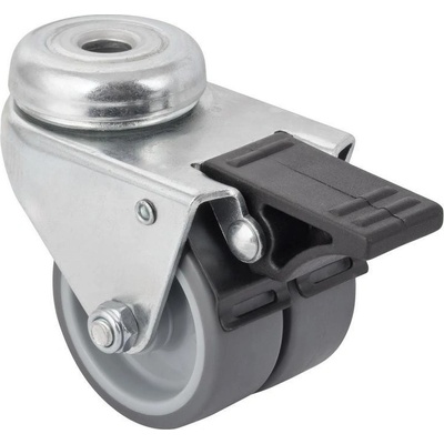 Walteco Přístrojové dvojité kolečko otočné s otvorem a brzdou, průměr 50 mm nosnost 70 kg 9210811