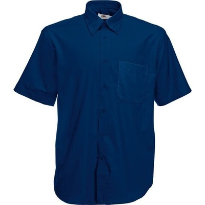 Fruit of the Loom pánská košile Oxford krátký rukáv F601 modrá námořní