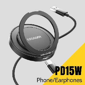 ESSAGER ES-WC18 Магнитно Безжично Зарядно със Стойка 15W за iOS и Android