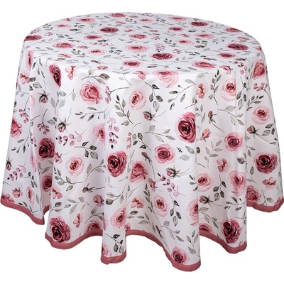 Clayre & Eef bavlna kulatý ubrus s růžemi Rustic Rose Ø 170 cm