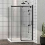 Fluminia Mediterraneo Panda Black правоъгълна душ кабина с плъзгаща се врата 100x80 черна (R13RE01BL 100X80)