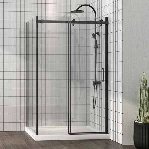 Fluminia Mediterraneo Panda Black правоъгълна душ кабина с плъзгаща се врата 100x80 черна (R13RE01BL 100X80)