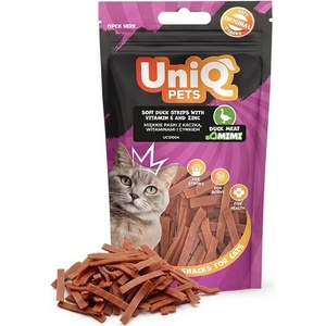 Uniq Pets Cat Snacks Mimi Hair & Skin Care Soft Strips Duck меки лакомства за котки с патешко, 50 г