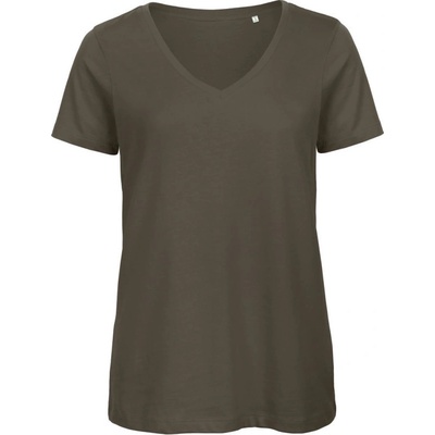 B&C Tričko Inspire V T s výstřihem do V krátký rukáv dámské COT 01TW4555500 Khaki