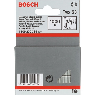 Bosch Sponky do sponkovačky z tenkého drôtu, typ 53 11,4 × 0,74 × 8 mm 1.609.200.365