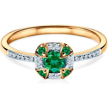SAVICKI Пръстен Rosavine: двуцветно злато, смарагди, диаманти