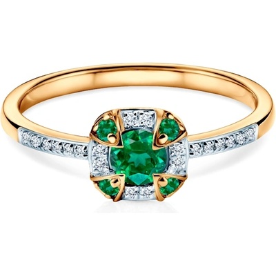SAVICKI Пръстен Rosavine: двуцветно злато, смарагди, диаманти