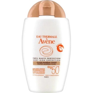 Eau Thermale Avène Флуид за чувствителна и нетолерантна кожа, матиращ , Avene Eau Thermale Fluide Mineral Teinte SPF50 40ml