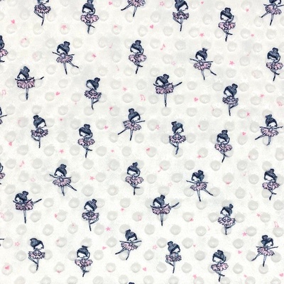 Minky s 3D puntíky bílé, baletky, š.140