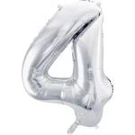 Party Deco Фолиев Балон Цифра, Сребро - 86см - 4 (fb1m-4-018)