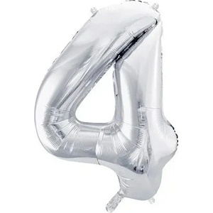 Party Deco Фолиев Балон Цифра, Сребро - 86см - 4 (fb1m-4-018)
